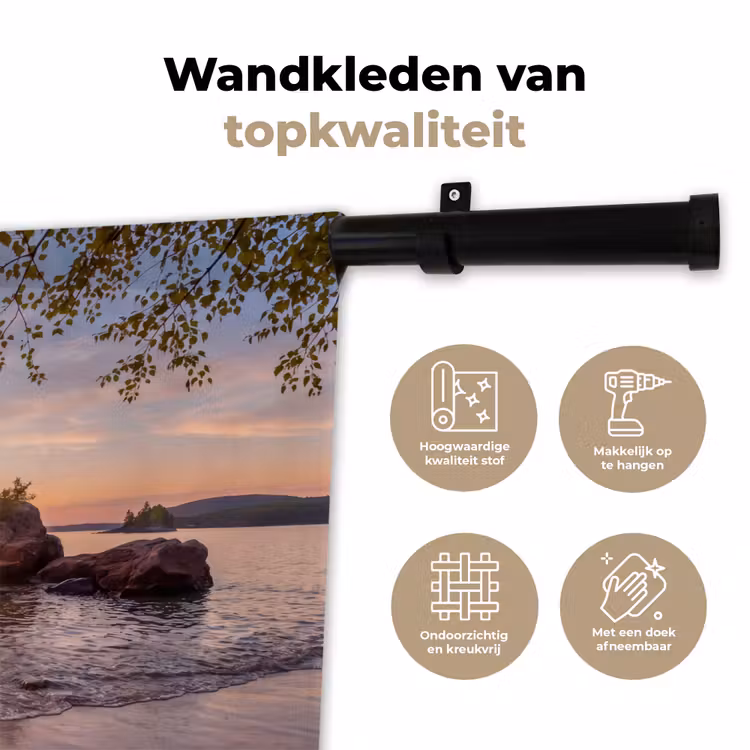 Wandkleed - Zonsondergang - Kust - Water - Natuur - Oranje — 3