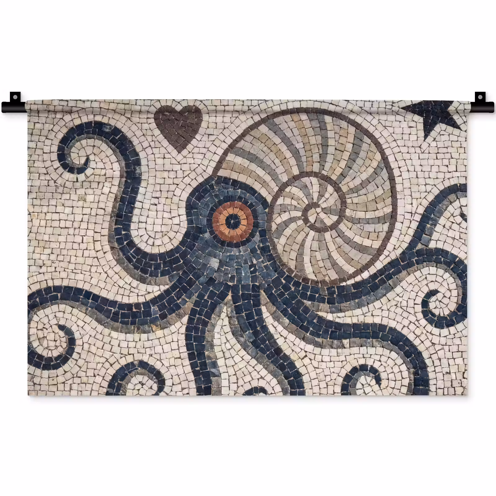 Wandkleed - Zeeleven - Mozaïek - Kunst - Vintage - Beige — 1