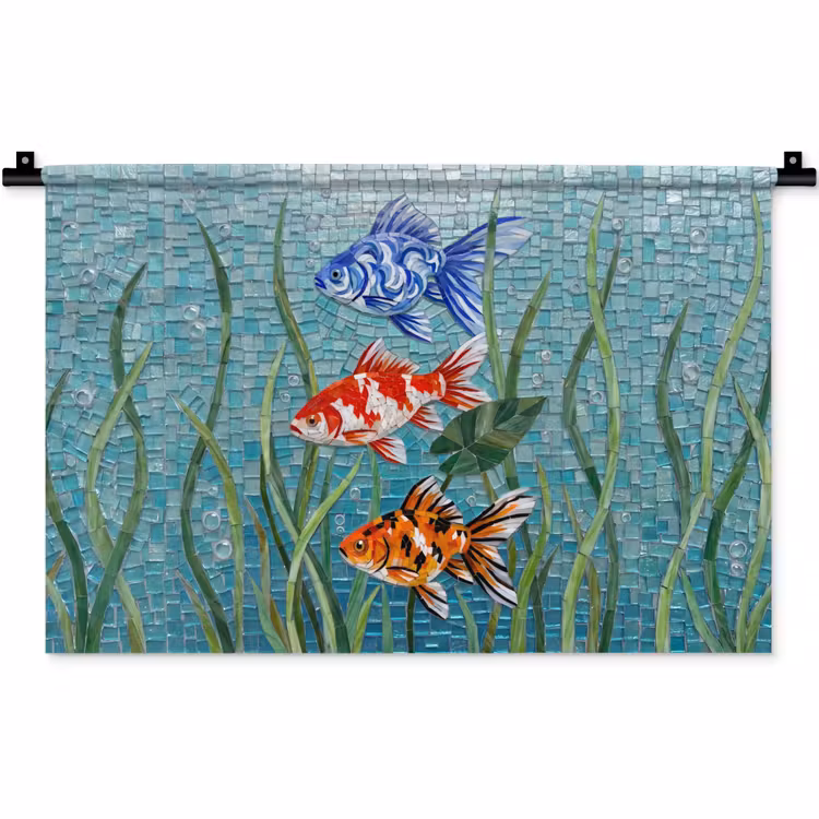 Wandkleed - Vis - Mozaïek - Onderwater - Kleurrijk - Dieren — 1