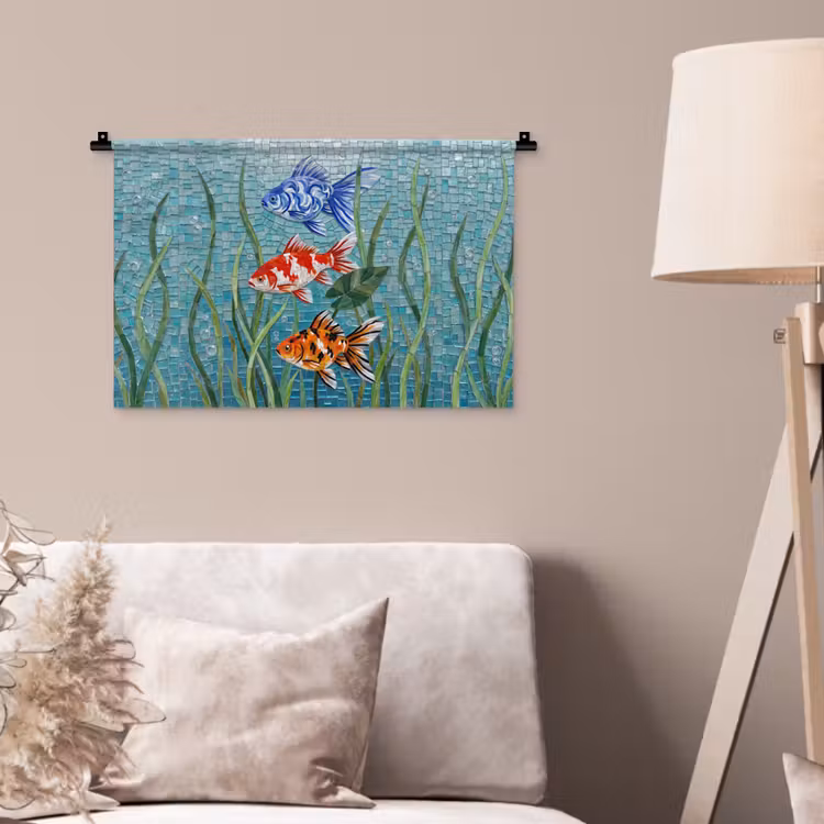 Wandkleed - Vis - Mozaïek - Onderwater - Kleurrijk - Dieren — 2