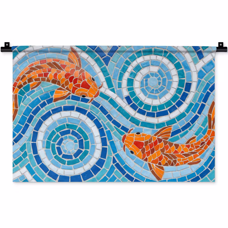 Wandkleed - Vis - Mozaïek - Water - Decoratief - Blauw — 1