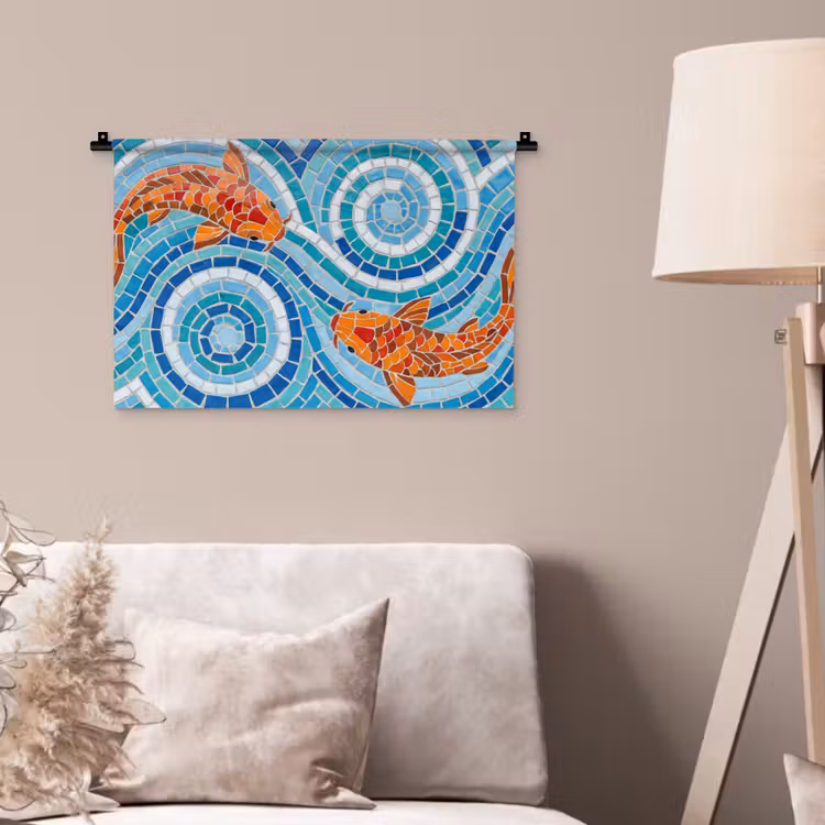 Wandkleed - Vis - Mozaïek - Water - Decoratief - Blauw — 2