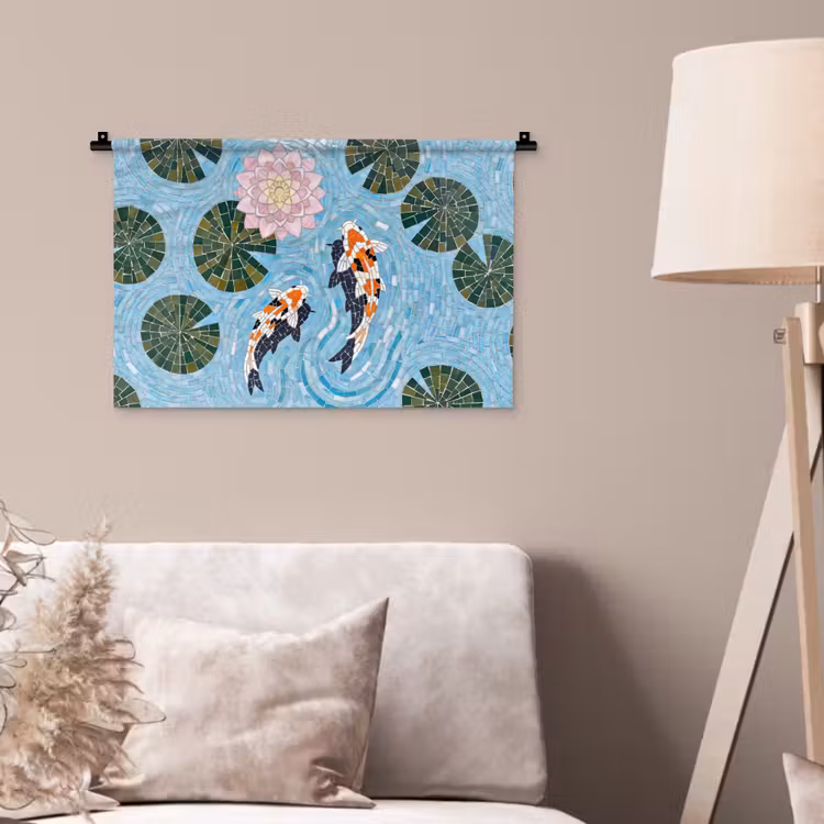 Wandkleed - Vis - Water - Natuur - Mozaïek - Blauw — 2