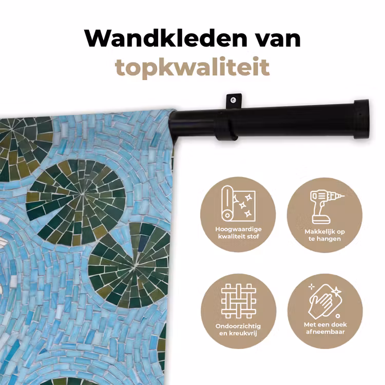 Wandkleed - Vis - Water - Natuur - Mozaïek - Blauw — 3
