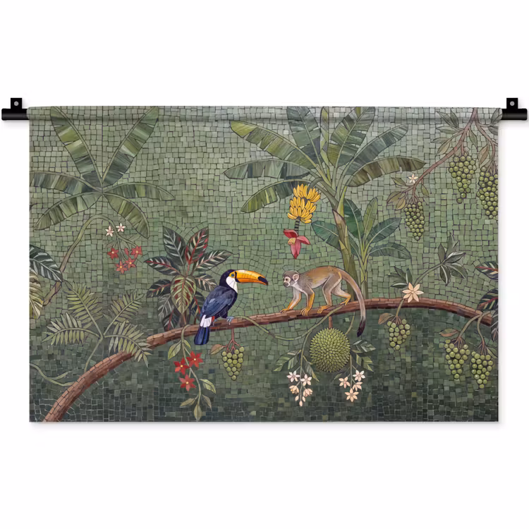 Wandkleed - Vogel - Dier - Jungle - Mozaïek - Natuur — 1
