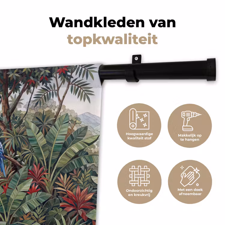 Wandkleed - Vogel - Jungle - Natuur - Mozaïek - Groen — 3