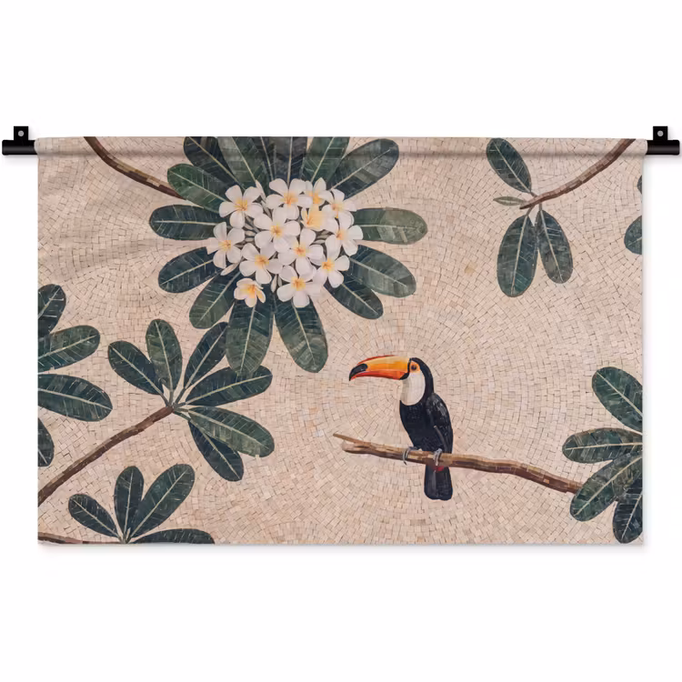 Wandkleed - Vogel - Mozaïek - Tropisch - Natuur - Kleurrijk — 1