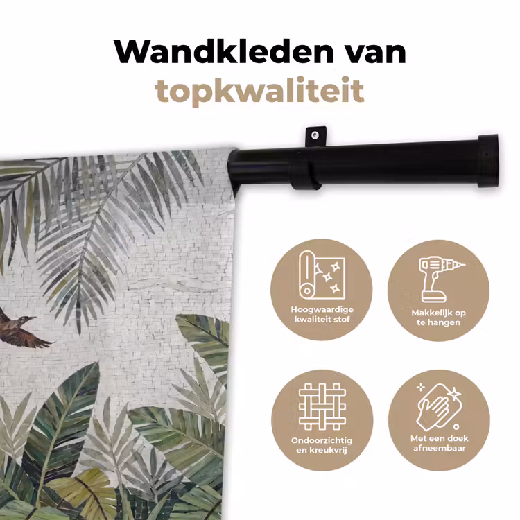 Wandkleed - Vogel - Vliegend - Tropisch - Mozaïek - Groen — 3
