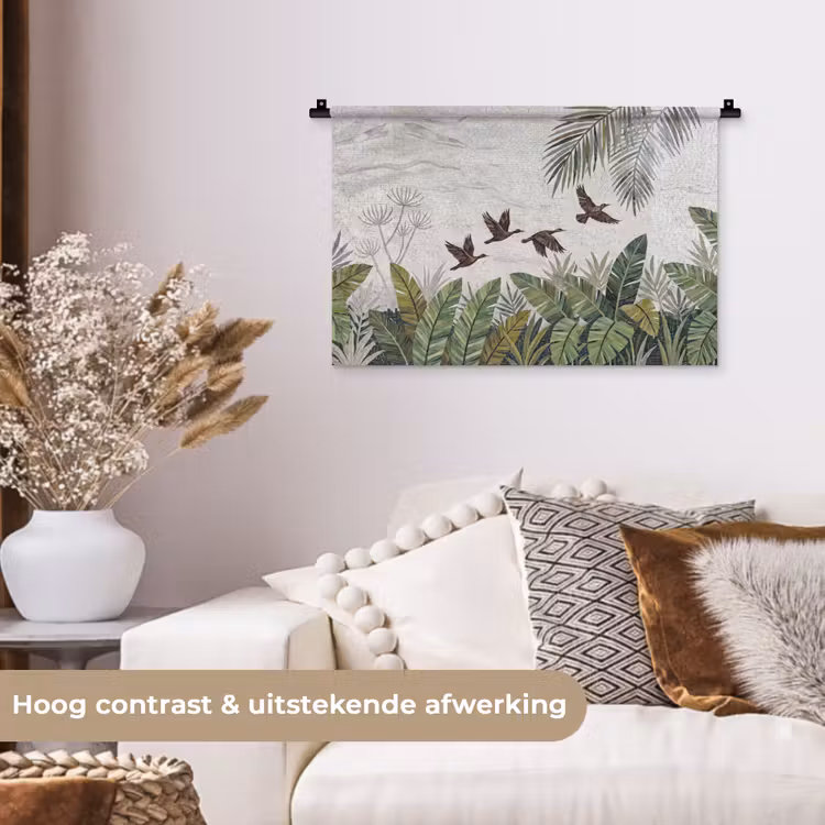 Wandkleed - Vogel - Vliegend - Tropisch - Mozaïek - Groen — 4