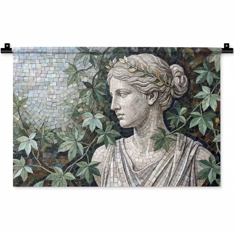 Wandkleed - Vrouw - Klassiek - Mozaiëk - Natuur - Groen — 1
