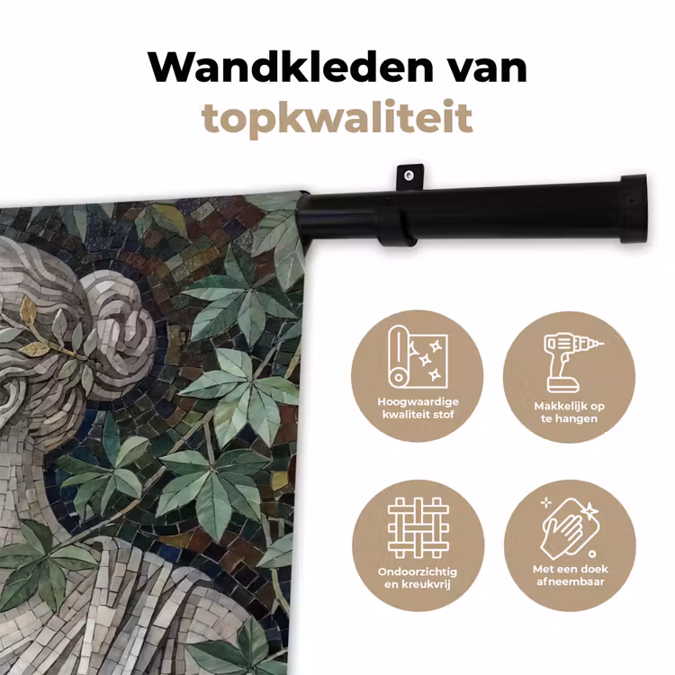 Wandkleed - Vrouw - Klassiek - Mozaiëk - Natuur - Groen — 3