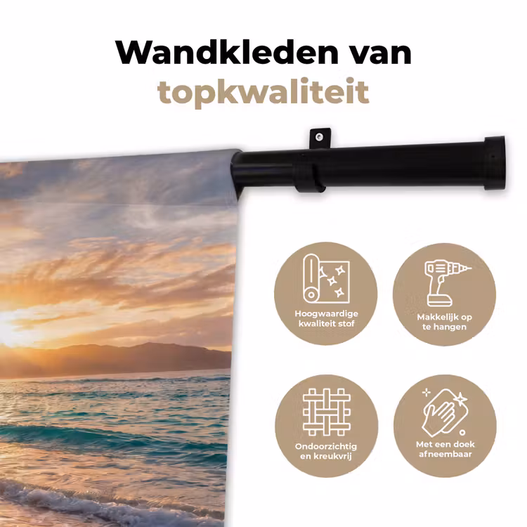 Wandkleed - Zee - Berg - Landschap - Tropisch - Goud — 3
