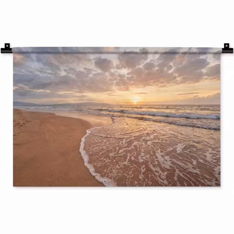 Wandkleed - Zee - Kustlijn - Wolken - Landschap - Oranje — 1