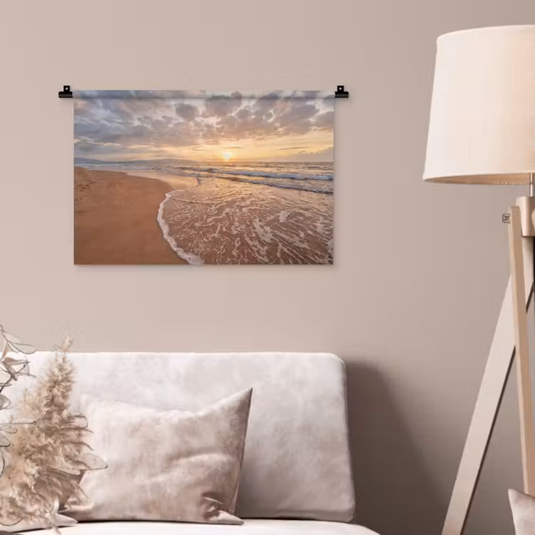 Wandkleed - Zee - Kustlijn - Wolken - Landschap - Oranje — 2