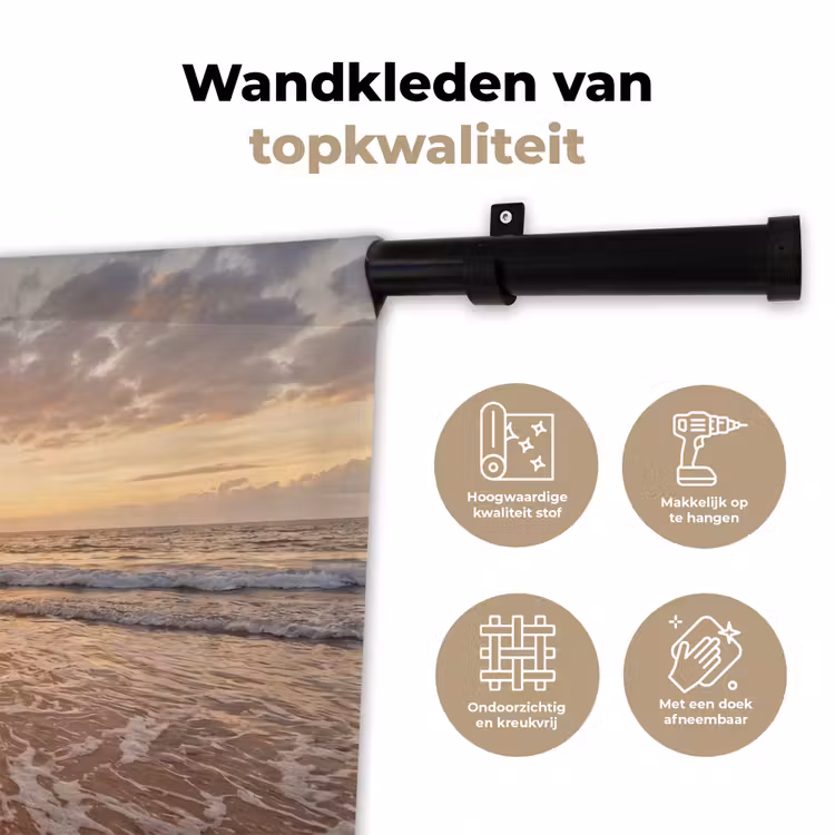 Wandkleed - Zee - Kustlijn - Wolken - Landschap - Oranje — 3