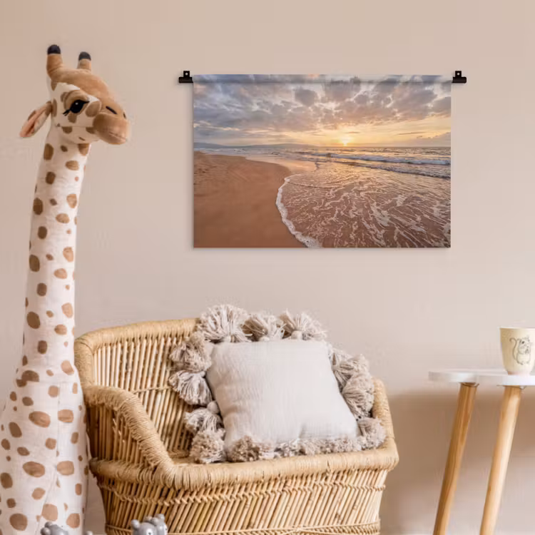 Wandkleed - Zee - Kustlijn - Wolken - Landschap - Oranje — 5