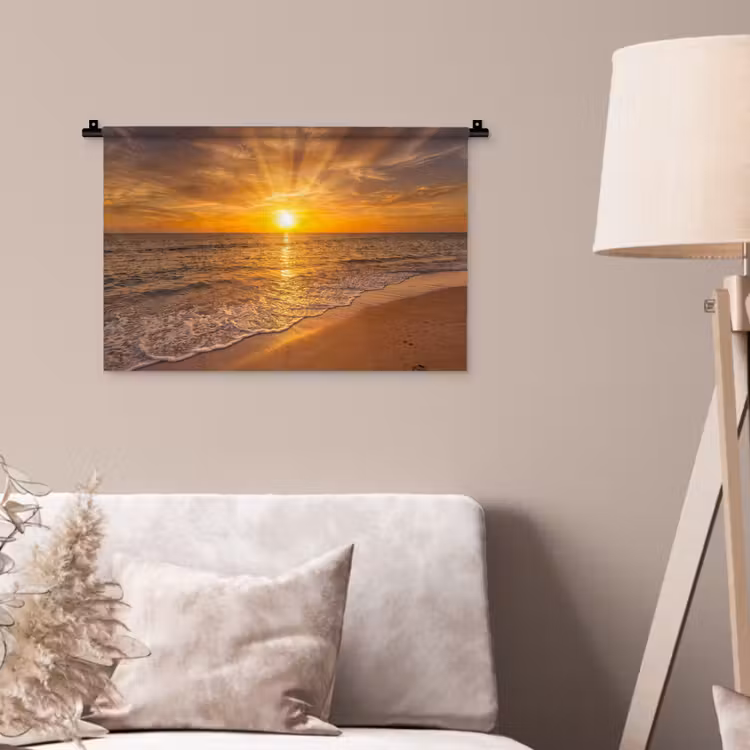 Wandkleed - Zee - Zonsondergang - Golven - Kust - Oranje — 2