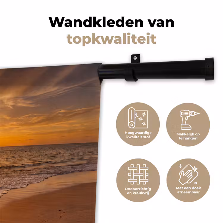 Wandkleed - Zee - Zonsondergang - Golven - Kust - Oranje — 3