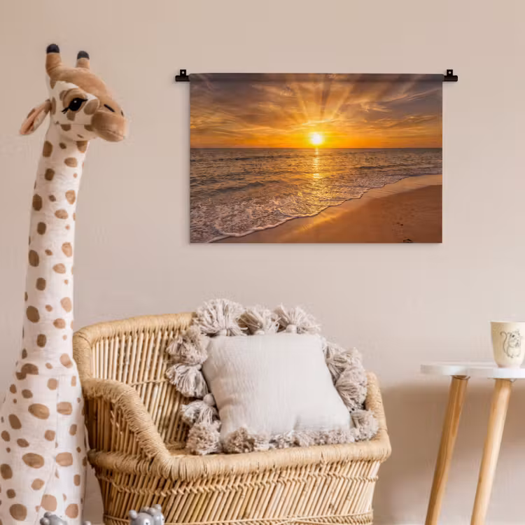 Wandkleed - Zee - Zonsondergang - Golven - Kust - Oranje — 5