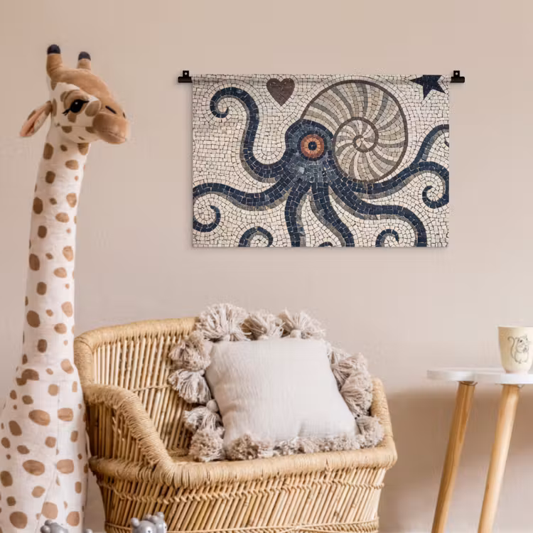 Wandkleed - Zeeleven - Mozaïek - Kunst - Vintage - Beige — 5