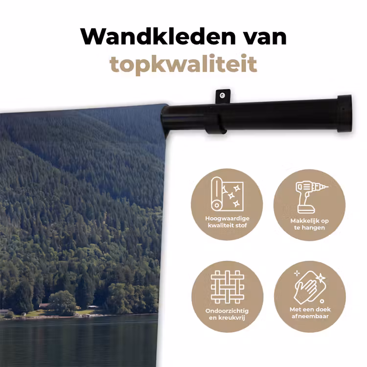 Wandkleed - Zeilboot - Water - Bergen - Natuur - Groen — 3