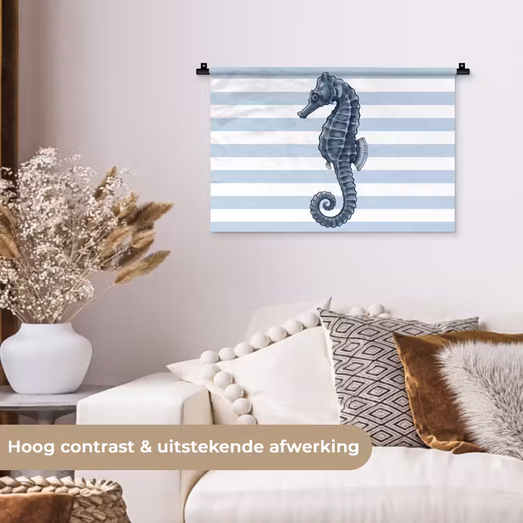 Wandkleed - Vis - Oceaan - Illustratie - Blauw - Strepen — 4