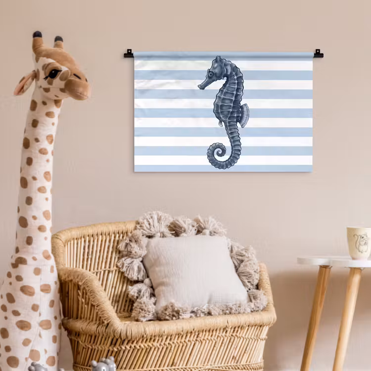 Wandkleed - Vis - Oceaan - Illustratie - Blauw - Strepen — 5