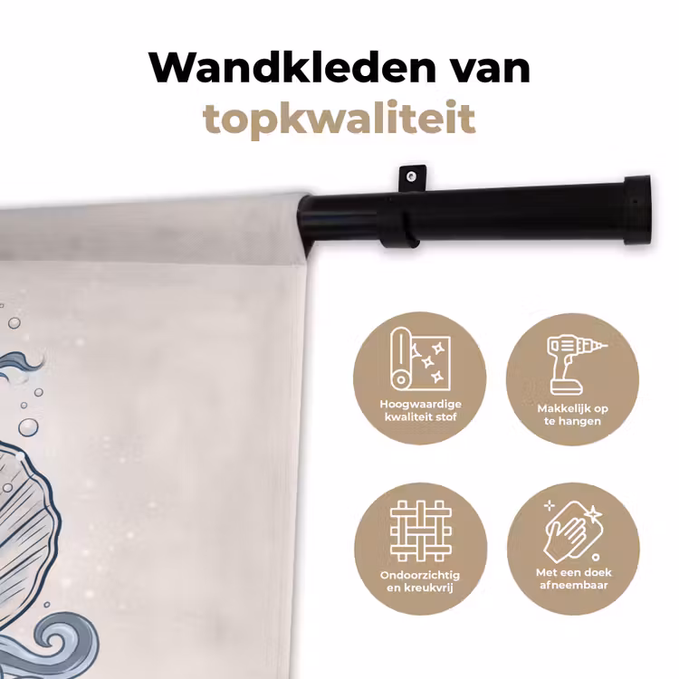 Wandkleed - Zeemeermin - Schelp - Zee - Fantasie - Blauw — 3
