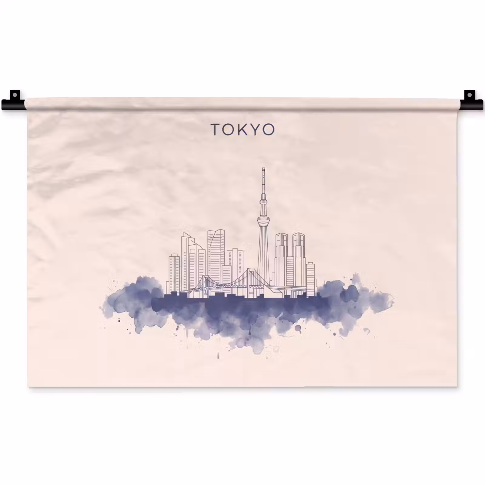 Wandkleed - Tokyo - Skyline - Stad - Abstract - Blauw — 1