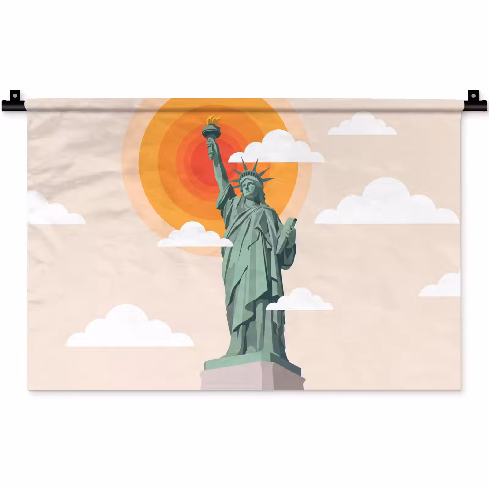Wandkleed - Vrijheidsbeeld - New York - Zon - Modern — 1
