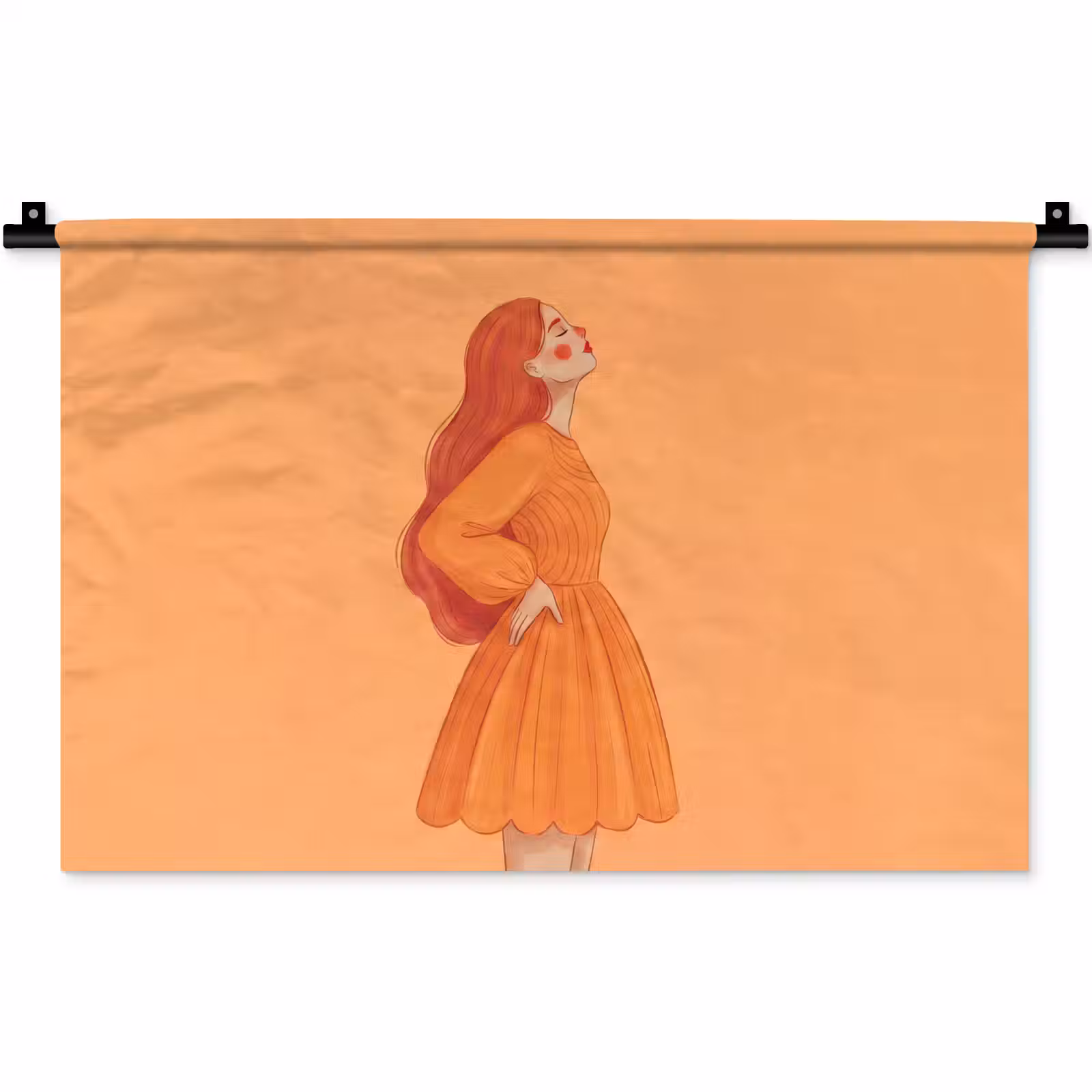 Wandkleed - Vrouw - Profiel - Mensen - Modern - Oranje — 1