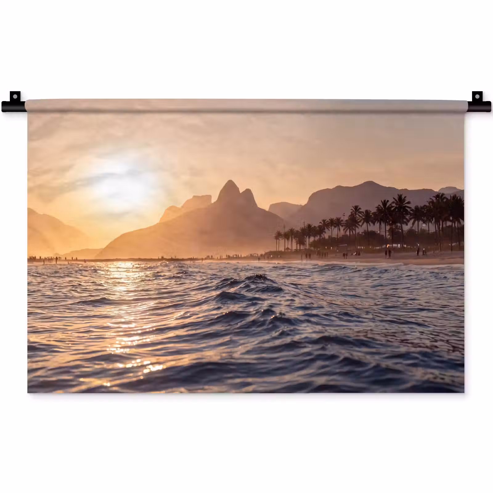 Wandkleed - Zee - Golven - Zonsondergang - Kust - Goud — 1