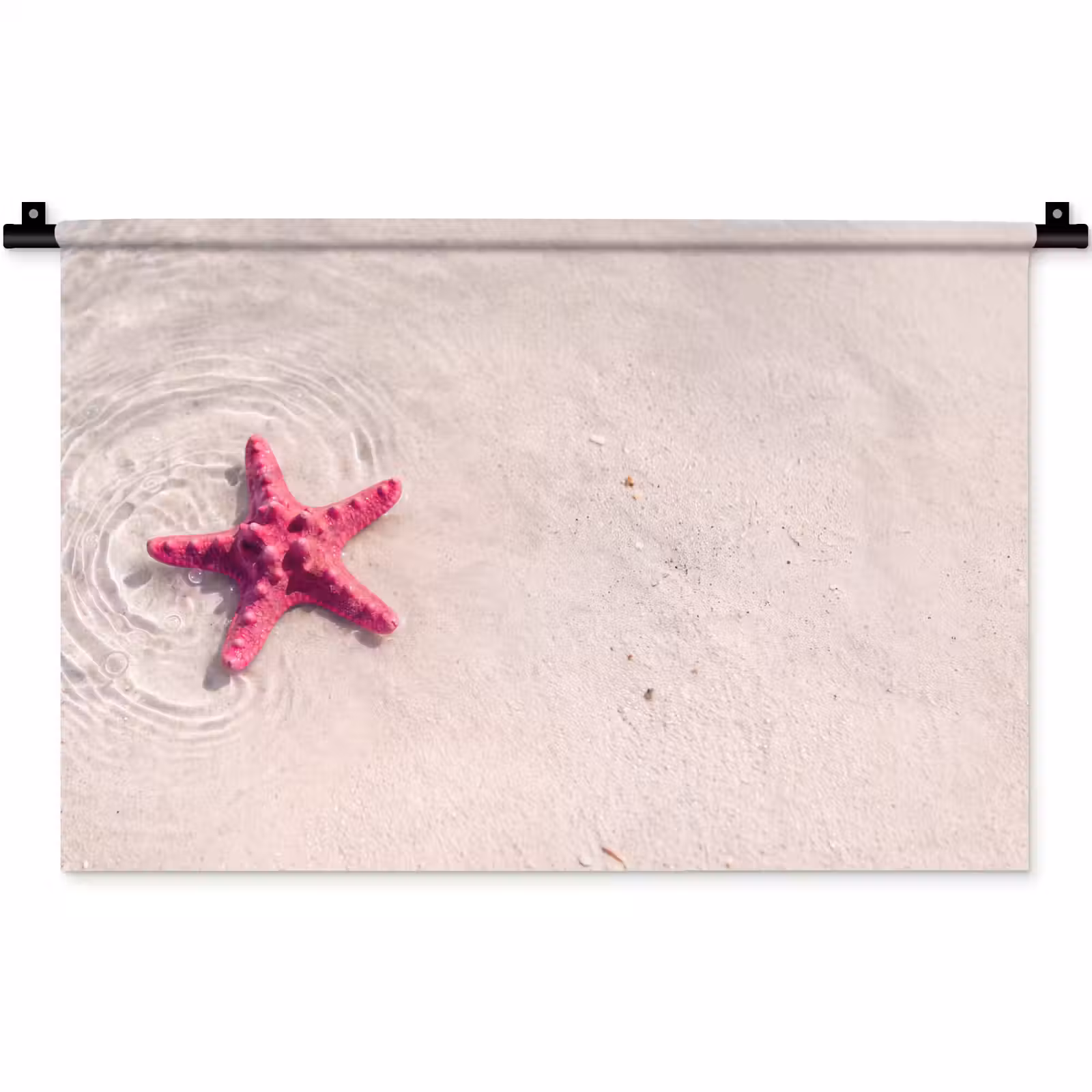 Wandkleed - Zeeleven - Zeester - Strand - Roze - Water — 1