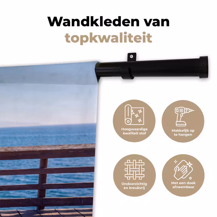 Wandkleed - Vogel - Verrekijker - Kust - Zee - Blauw — 3