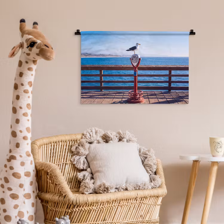 Wandkleed - Vogel - Verrekijker - Kust - Zee - Blauw — 5