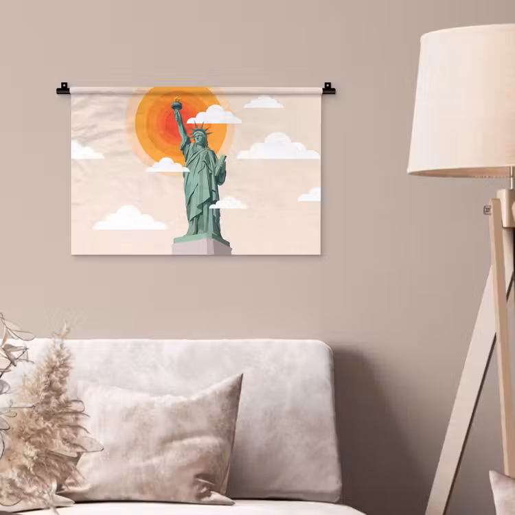 Wandkleed - Vrijheidsbeeld - New York - Zon - Modern — 2