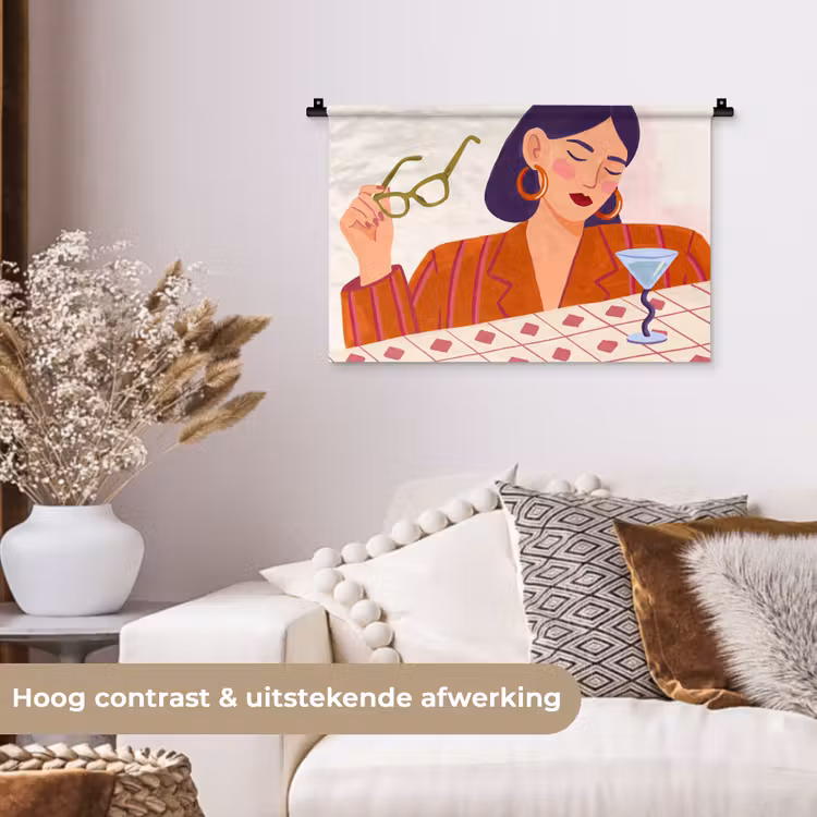 Wandkleed - Vrouw - Bril - Cocktail - Illustratie - Modern — 4