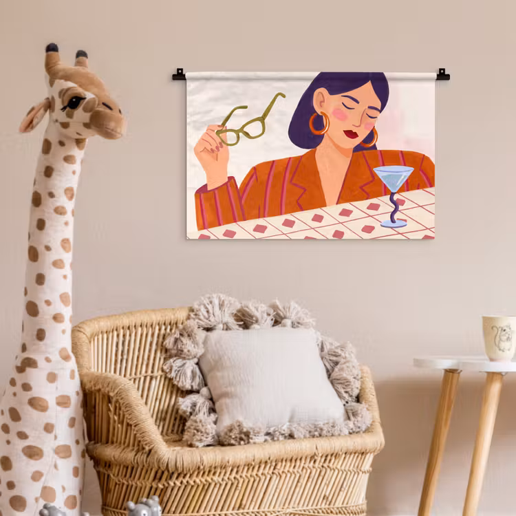 Wandkleed - Vrouw - Bril - Cocktail - Illustratie - Modern — 5