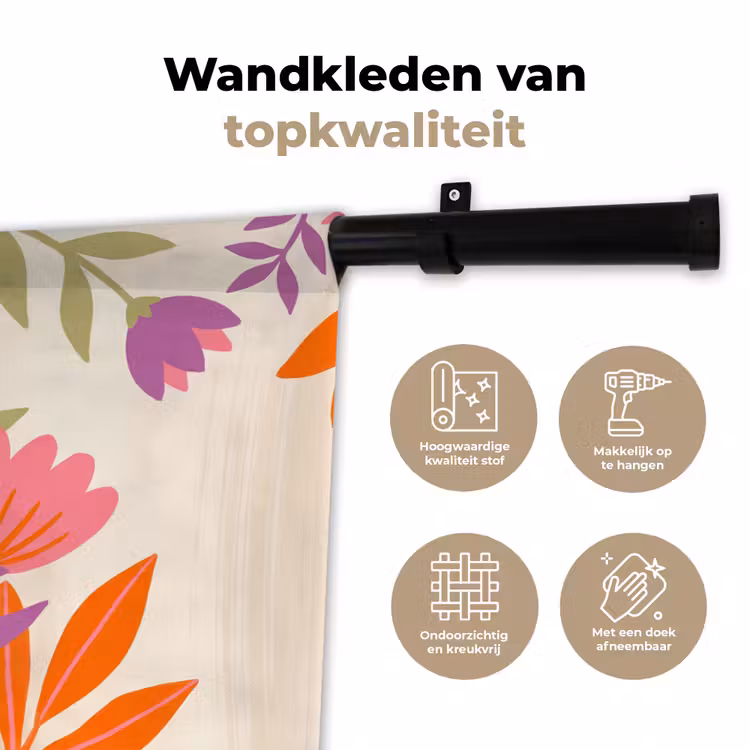 Wandkleed - Vrouw - Lezen - Thuis - Modern - Bloemen — 3