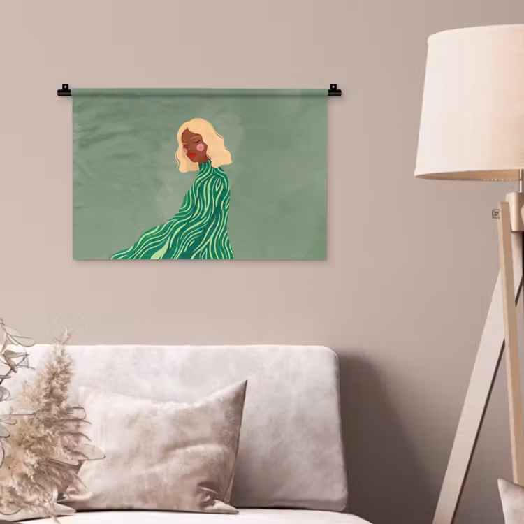 Wandkleed - Vrouw - Portret - Illustratie - Modern - Groen — 2