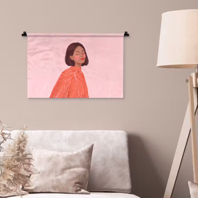 Wandkleed - Vrouw - Portret - Modern - Kunst - Roze — 2