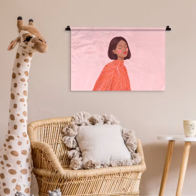 Wandkleed - Vrouw - Portret - Modern - Kunst - Roze — 5