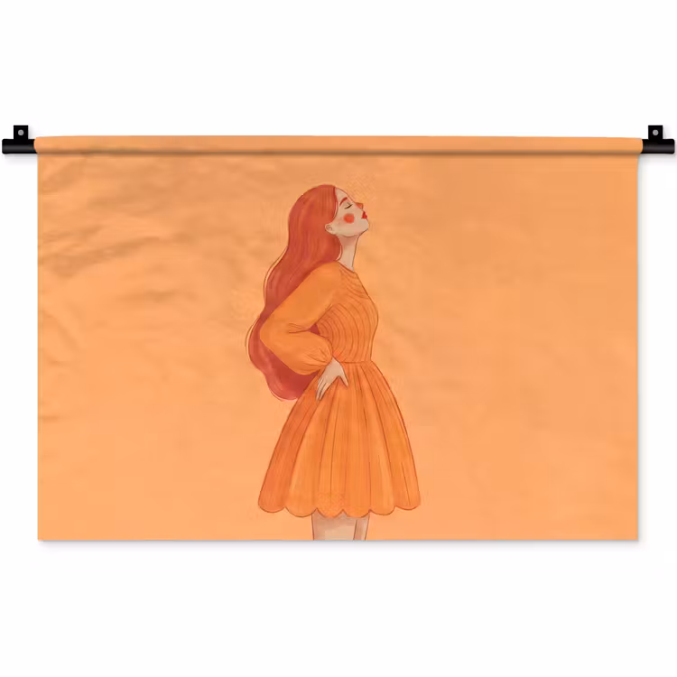 Wandkleed - Vrouw - Profiel - Mensen - Modern - Oranje — 1