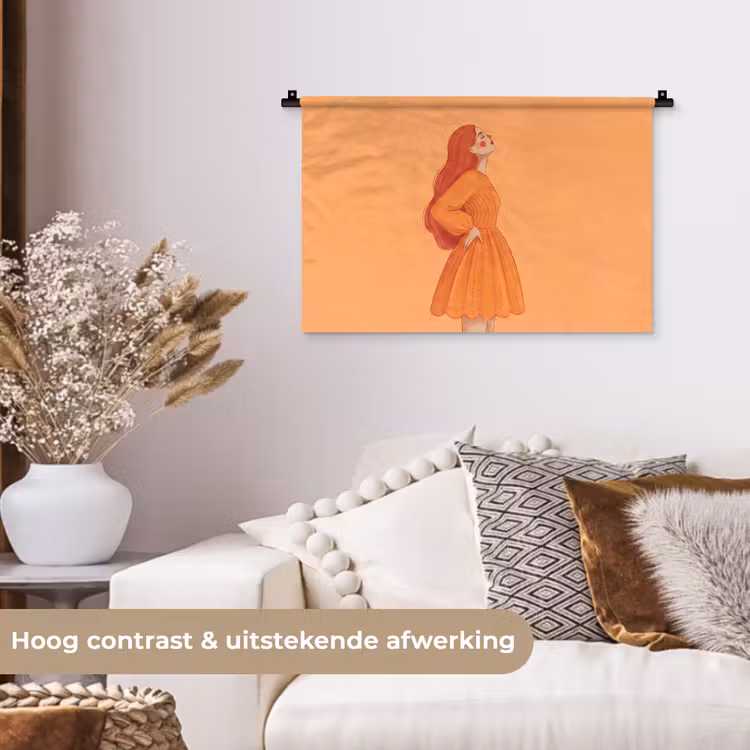 Wandkleed - Vrouw - Profiel - Mensen - Modern - Oranje — 4