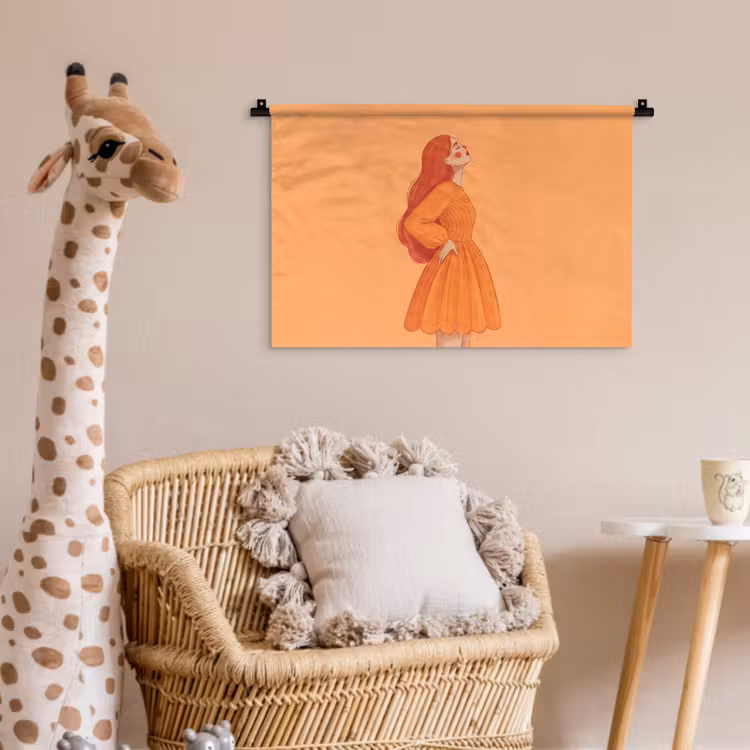 Wandkleed - Vrouw - Profiel - Mensen - Modern - Oranje — 5