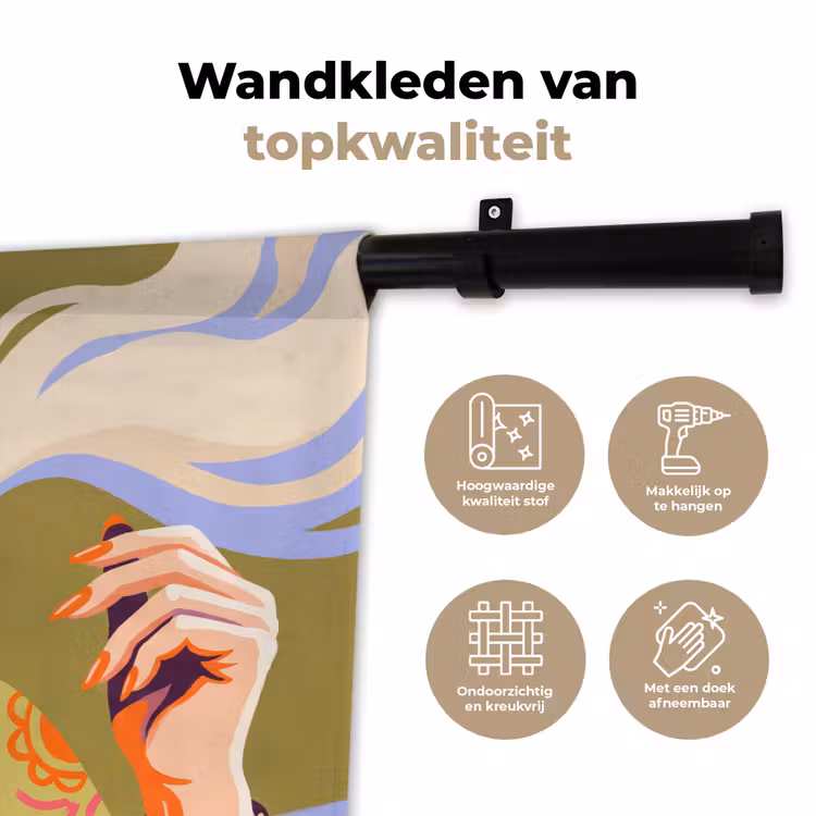 Wandkleed - Vrouw - Zonnebril - Portret - Modern - Kleurrijk — 3