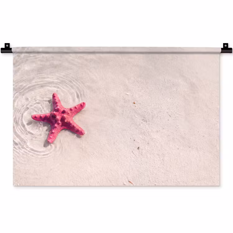 Wandkleed - Zeeleven - Zeester - Strand - Roze - Water — 1