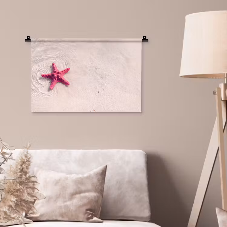 Wandkleed - Zeeleven - Zeester - Strand - Roze - Water — 2