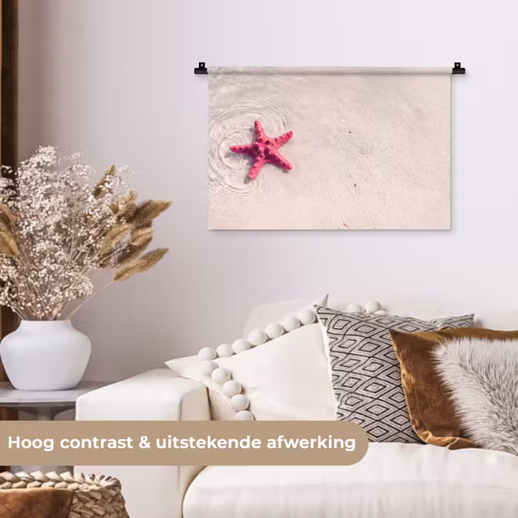 Wandkleed - Zeeleven - Zeester - Strand - Roze - Water — 4