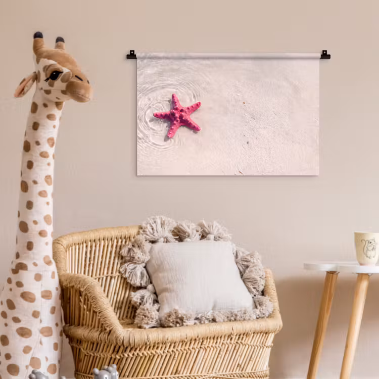 Wandkleed - Zeeleven - Zeester - Strand - Roze - Water — 5